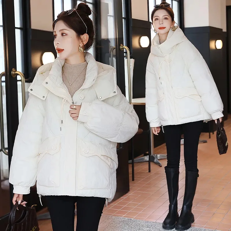 2025 nouvelle veste d'hiver à capuche épais vers le bas coton rembourré femme veste courte bouffante manteau mince chaud femmes Parkas vêtements d'extérieur