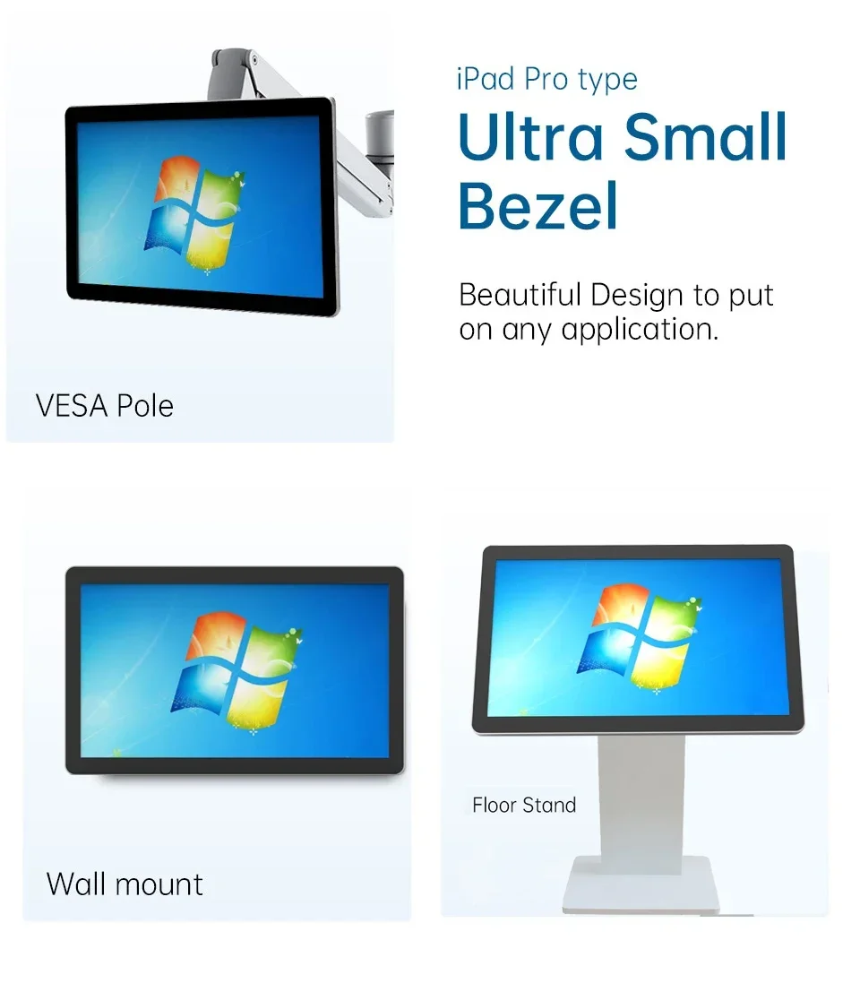 جديد 27 32 43 بوصة 1920x1080 نظام أندرويد الحائط شاشة Lcd مقاوم للماء الصناعية بالسعة شاشة تعمل باللمس
