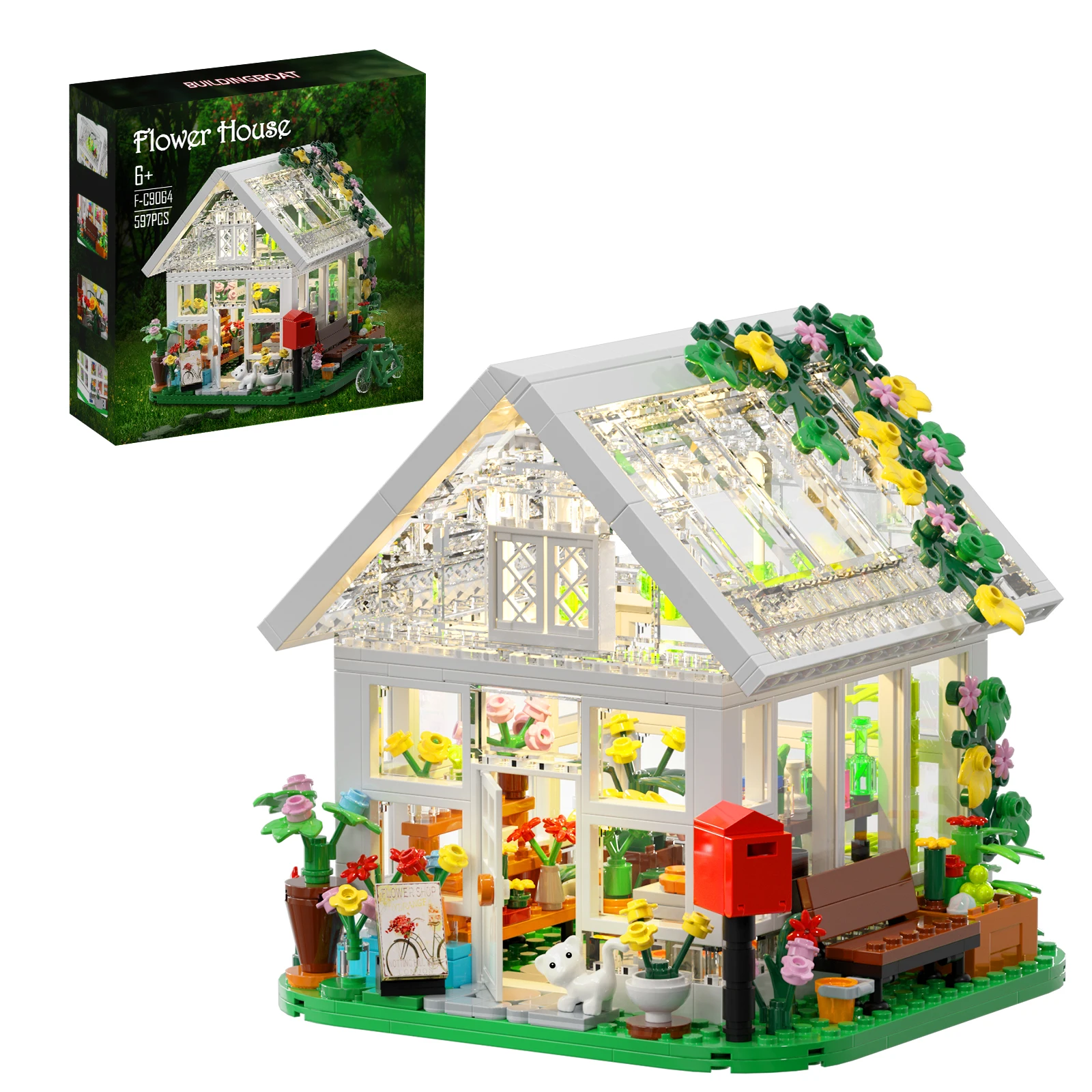 

Flower House Building Set Architecture Building Block With LED Light Sets Creativity House Toys Bricks Girls Gift 597PCS