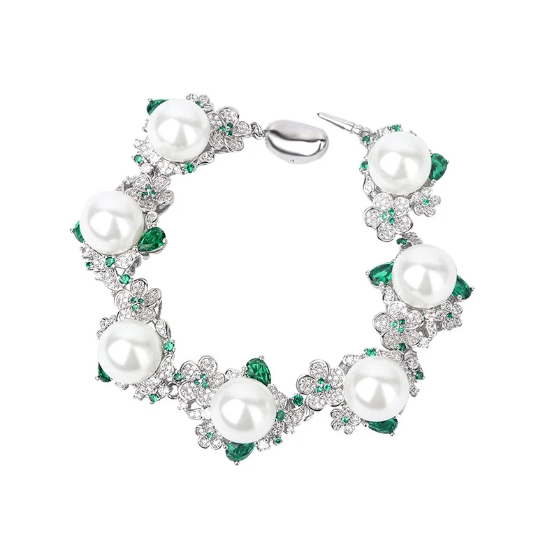 Austrian Court Flower Pearl Bracelet Saltwater Gray Shell Pearl Freshwater Pearl Bracelet Tahitian Pearl Bracelet