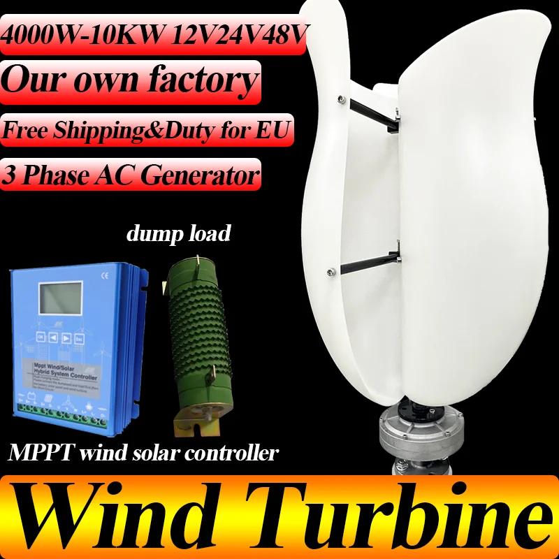 

6000W Free Energy Windmill Turbine 12v 24v 48V Vertical Axis Permanent Maglev Generator With Controller Electricity Generation