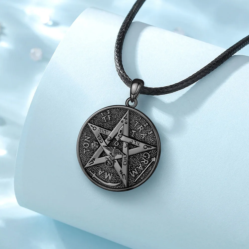 Eudora 925 Sterling Silver pentagramma rune collana nero Tetragrammaton Lucky Star amuleto ciondolo donna uomo gioielleria raffinata regalo