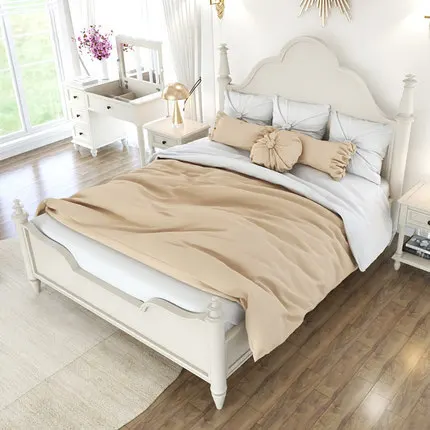 

Solid wood bed French retro old double princess bed 1.5m 1.8m high box storage bed