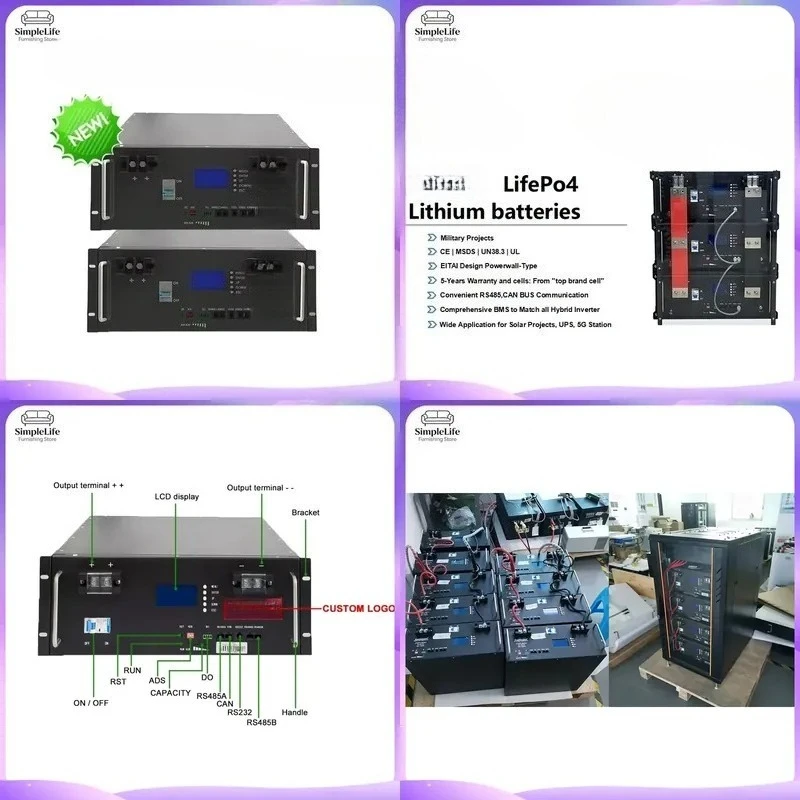10kWh 48V LiFePO4 Battery Pack 50Ah 100Ah 150Ah 200Ah Lithium Ion Solar Energy Storage System for Home Photovoltaic Power