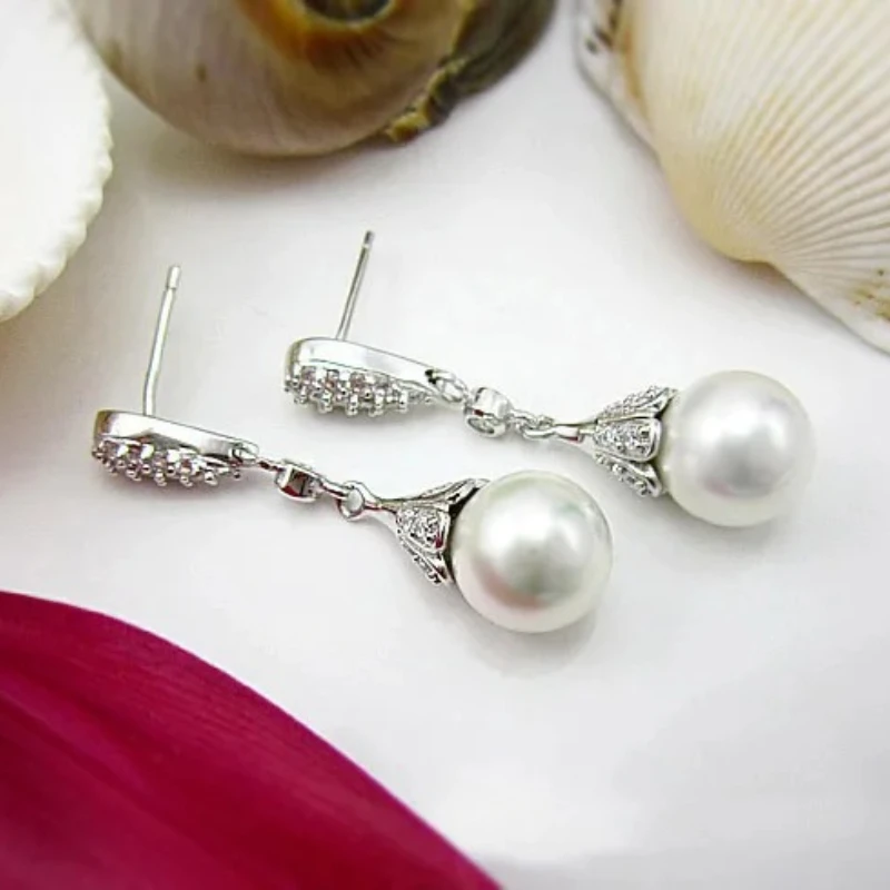 Classic 925 Sterling Silver Clear Crystal Long Drop Earrings Teardrop Bridal Party Wedding Jewelry For Women Wholesale
