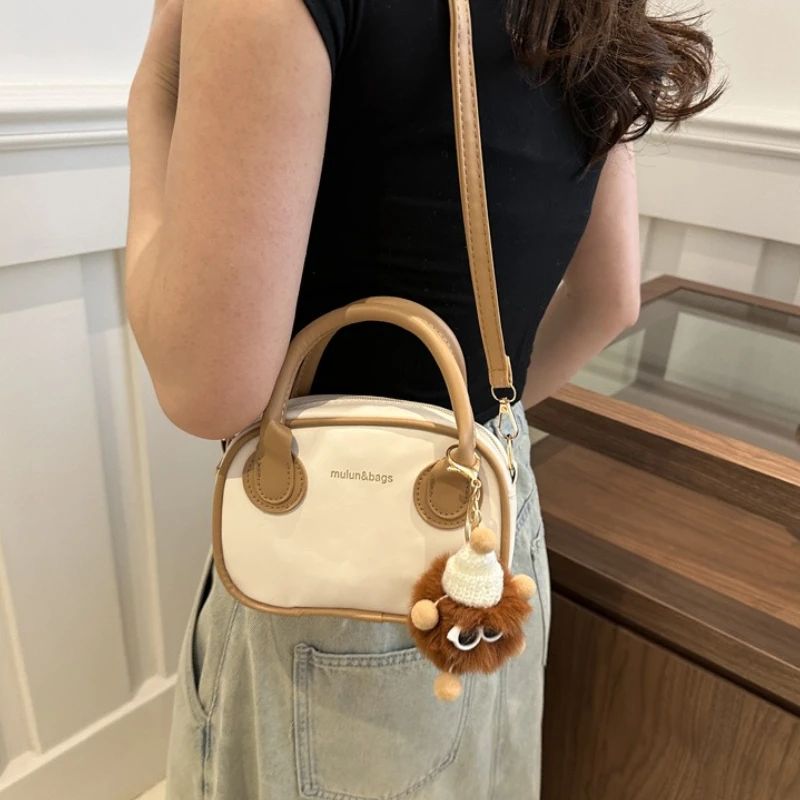 

Fashionable Spliced Leather Handbag, New Versatile Single Shoulder Crossbody Small Square Bags for Women, Zipper Closure