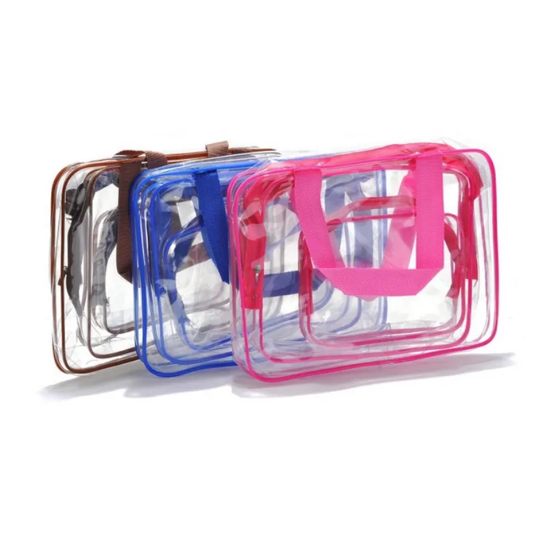 3Pcs Women\'s Make Up Handbag Large Capacity Toiletry Storage Bag 2022 Fashion Three-Peice Transparent Cosmetic Bag For Ladies