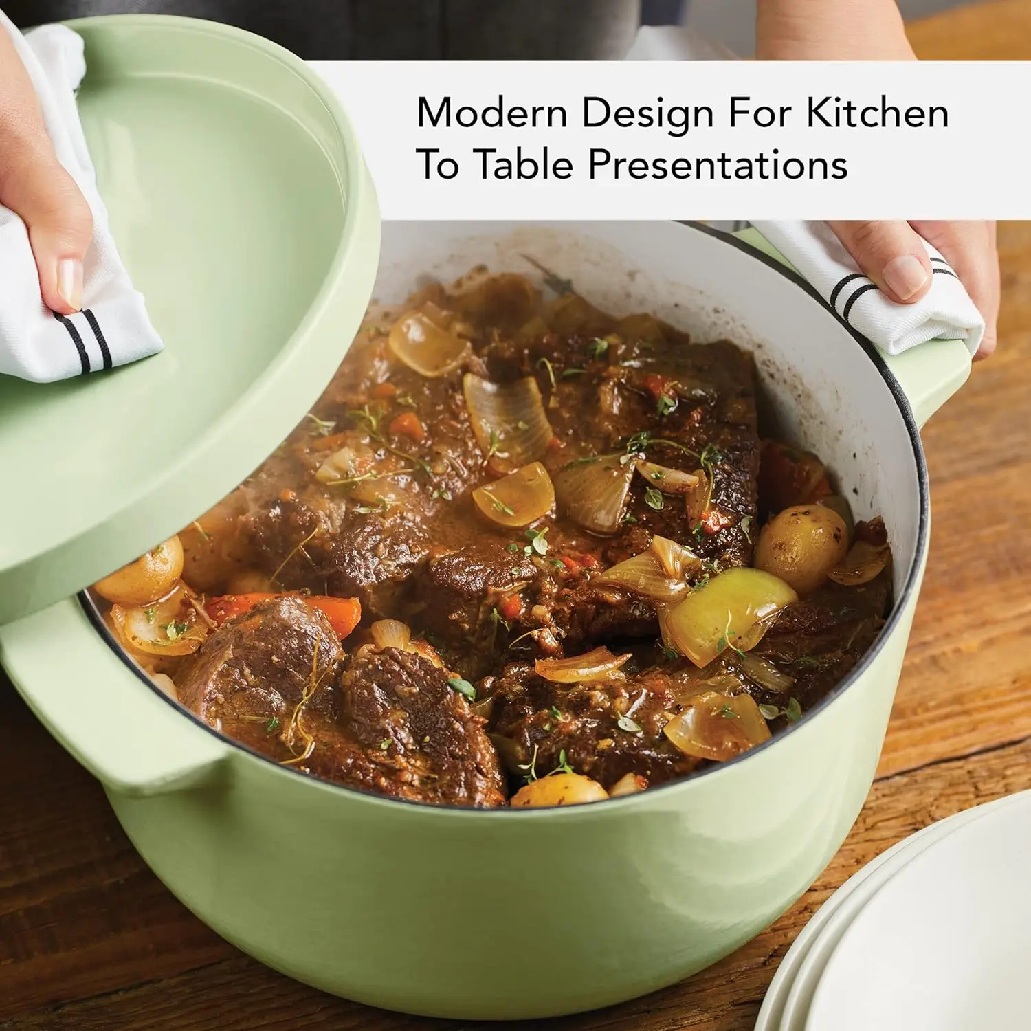 เตาอบ/หม้อตุ๋นดัตช์เหล็กหล่อเคลือบฟัน 6 ควอร์ต พิสตาชิโอ