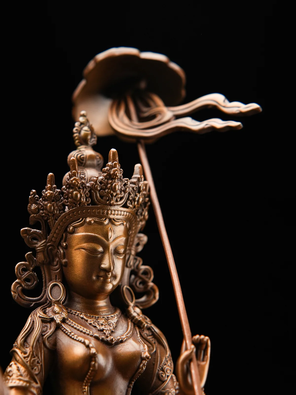 Estatua de madre de Buda con paraguas blanco Seiko, estatua no nepalesa, almacenamiento, cobre rojo