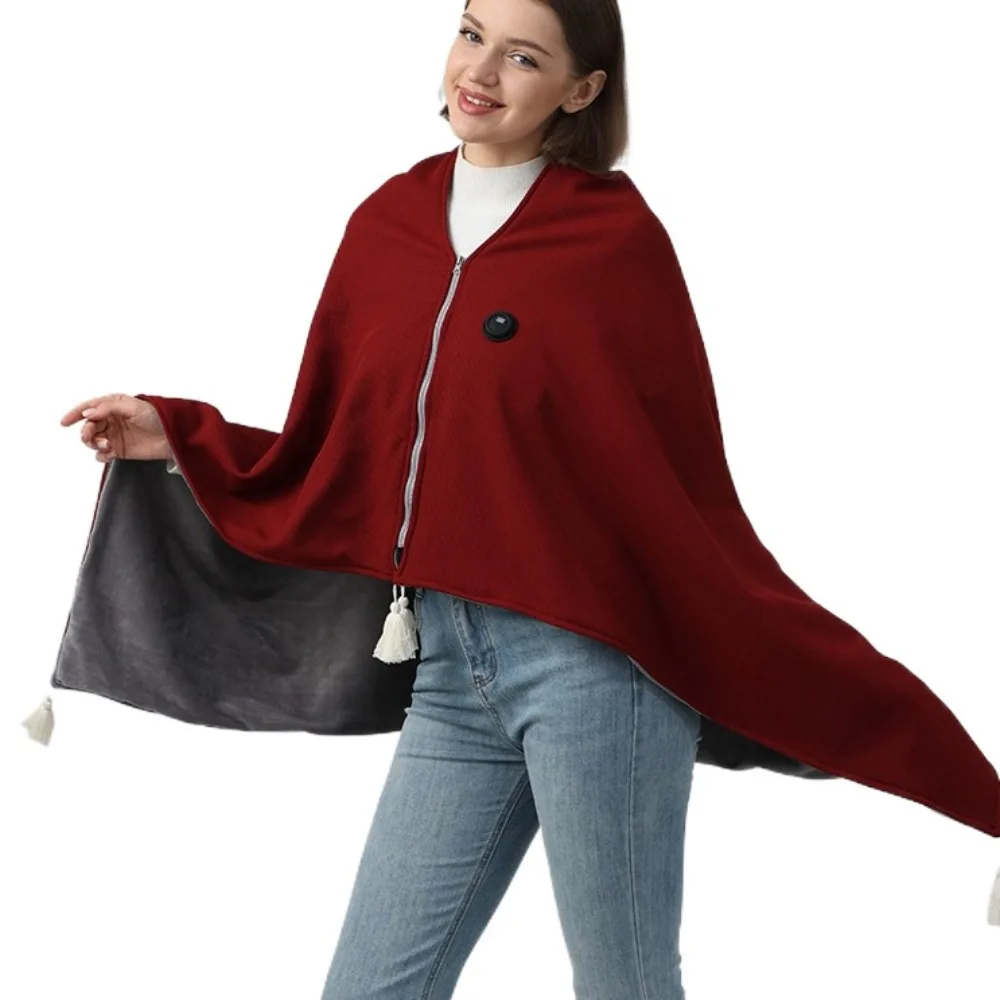 

USB Powered Warmer Shawl Blanket Fast Heating Portable Heating Blanket Wearable Design Washable Heated Throw Blanket Winter