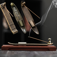 Creative Incense Holder Aromatherapy Ornament Incense Holder Boat Old Men Fishing Japanese Style Incense Stick Burner Home Decor
