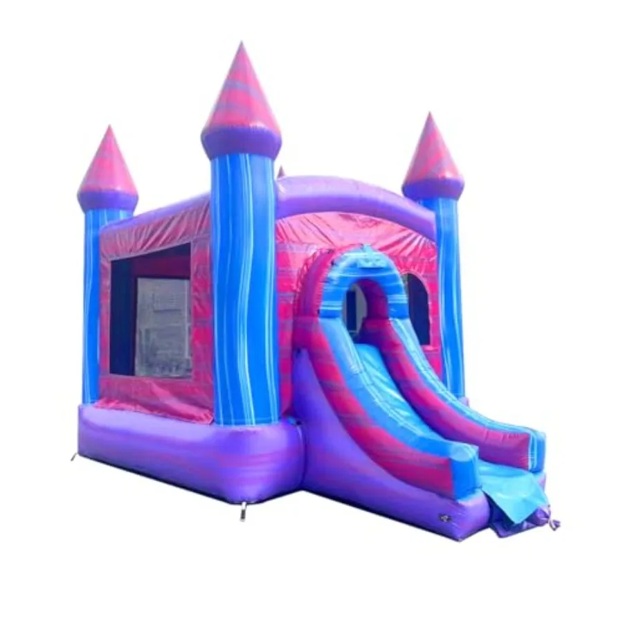 

Надувной батут-комплекс с горкой 18 x 12 x 14,5 футов, модульный розовый замок-комбо с водной горкой и баскетбольным кольцом