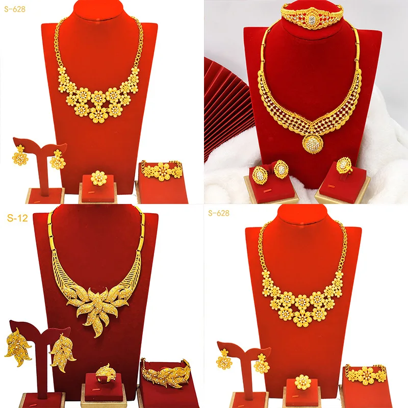 

24K Gold Women's Flower Diamond Starry Bridal Set AU999 - Flawless, safe, reliable wear