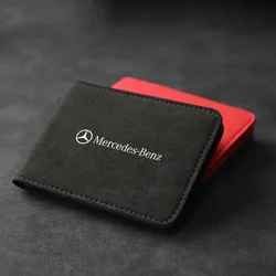 Suede ID Card Driver License Holder Organizer Bag Interior Accessory For Mercedes Benz A C E S G Class GLC CLE CLA GLB GLS W177