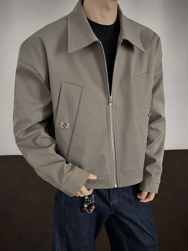 

Мужское демисезонное пальто в стиле ретро с металлической текстурой, на молнии, из полиэфирного волокна, для молодежи