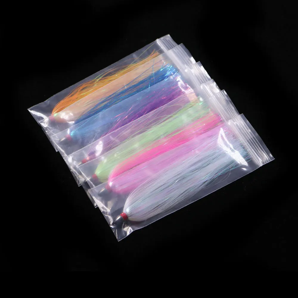 1-6 Stück 13cm/5,12 Zoll Sea Witch Copper Head Mylar Flash Teaser Tail Trolling-Köder DIY für Thunfisch, Schnapper, Salzwasser, Ballyhoo, Bass, Tintenfisch, Jigs – Detail 9