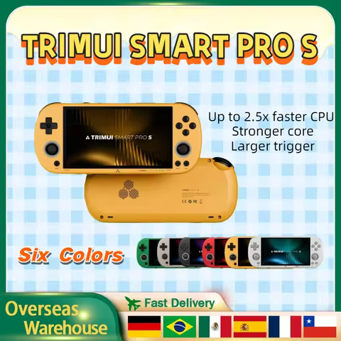 Console de Jogos Portátil Trimui Smart Pro S Retro com Tela IPS, Sistema Linux, Joystick RGB, Iluminação de 4,96 polegadas, Presentes para Gamers Smartpros