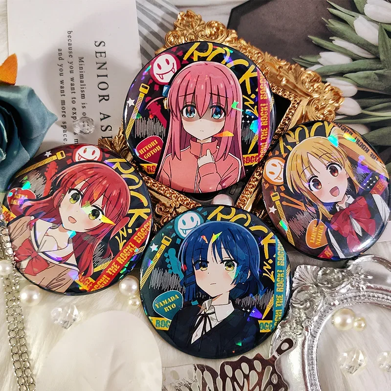 Yamada Ryo GotohHitori Kita Ikuyo Animation Peripheral Laser Brooch Anime Lapel Pins for Backpacks     Anime Peripheral Badge