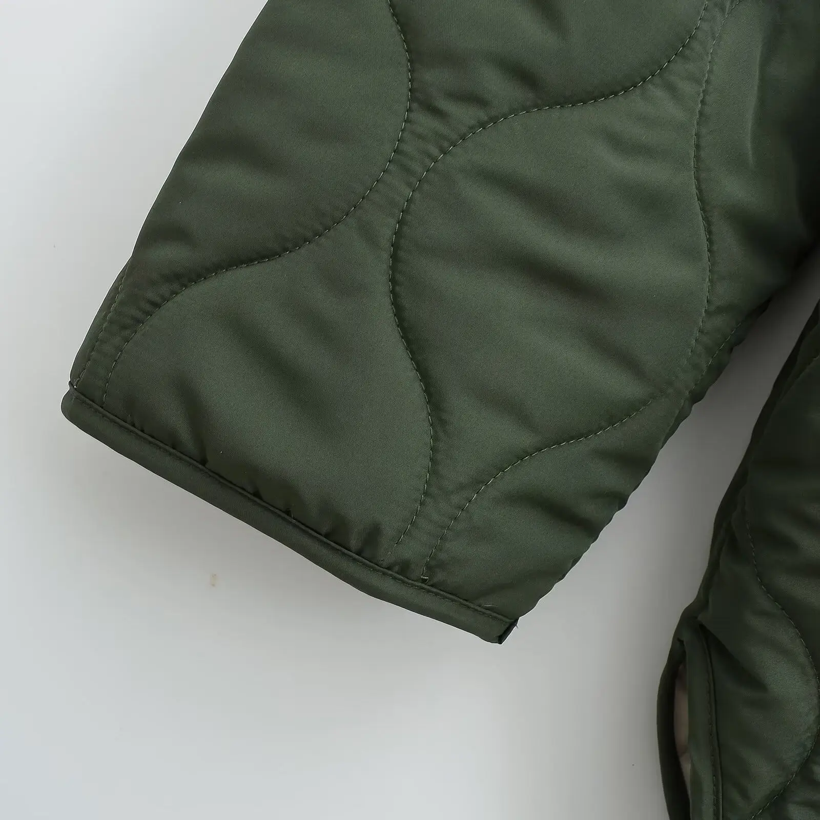 JNLEAOG Wiosenna Nowa Damska Luźna Kurtka z Bawełny, Modna Tkanina Poliestrowa, Zapinana na Zamek, Długi Rękaw, Dekolt w Serek, Regularna Długość