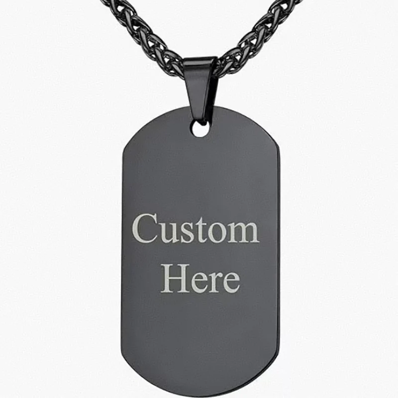 

Custom Text Dog Tag Necklace - Stainless Steel Heart/Coin Pendant with Anti-Noise Pad Chain, Gift for Men Dad Family