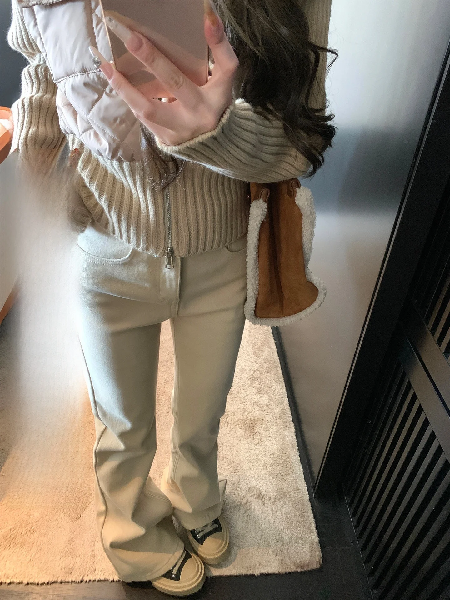 

XXIIUU Зимние новые облегающие джинсы-клеш с высокой талией из смесового хлопка, повседневные, однотонные, в корейском стиле, из денима