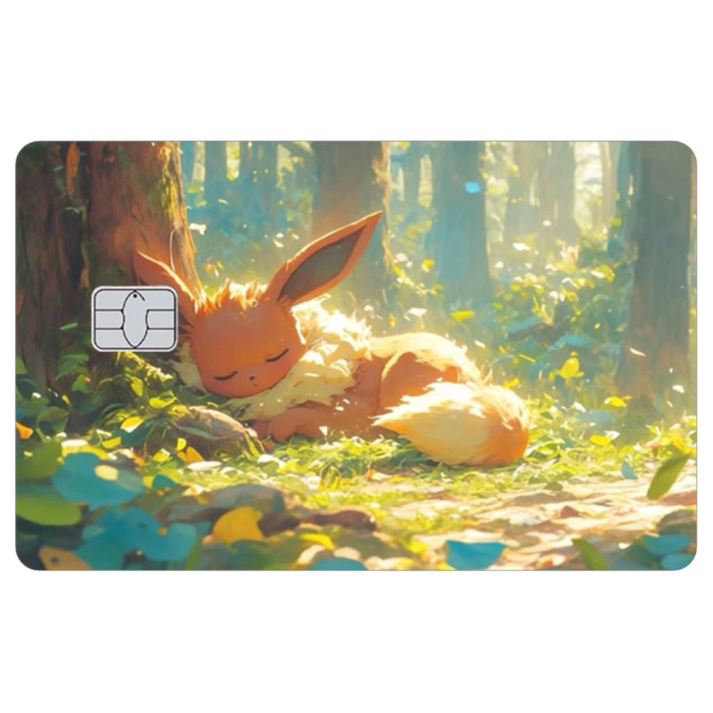 Kawaii 만화 Eevee 시리즈 신용 카드 스킨 스티커 VISA 은행 카드에 적합한 무광택 보호 코팅 여성 장식
