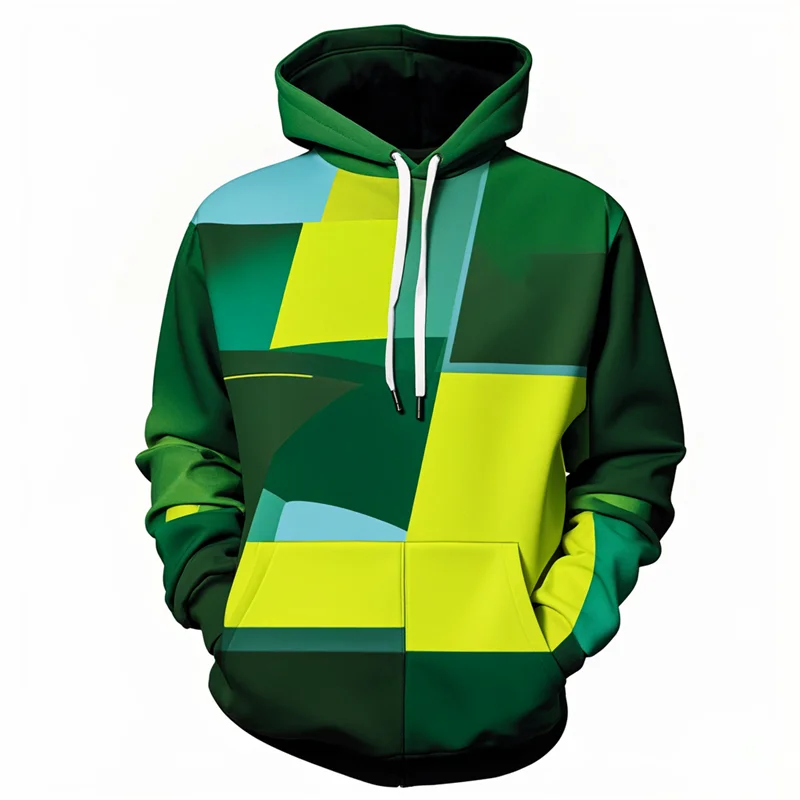 

Fashion Classic Color Casual Loose Hoodies 3D Print Green Plaid Graphic Unisex Pullover Autumn Winter Long Sleeve Hooded Clothes