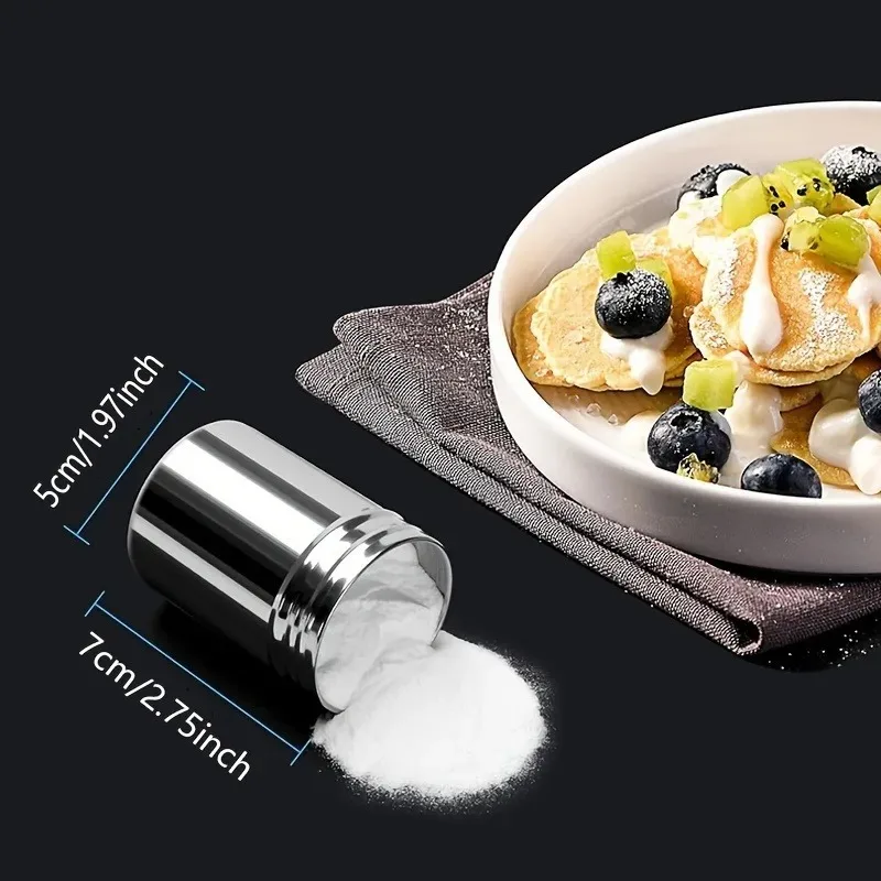 Stainless Steel Dredge Shaker with Lid, Fine Mesh for Powdered Sugar Cocoa Flour, Baking Pastry Dusting