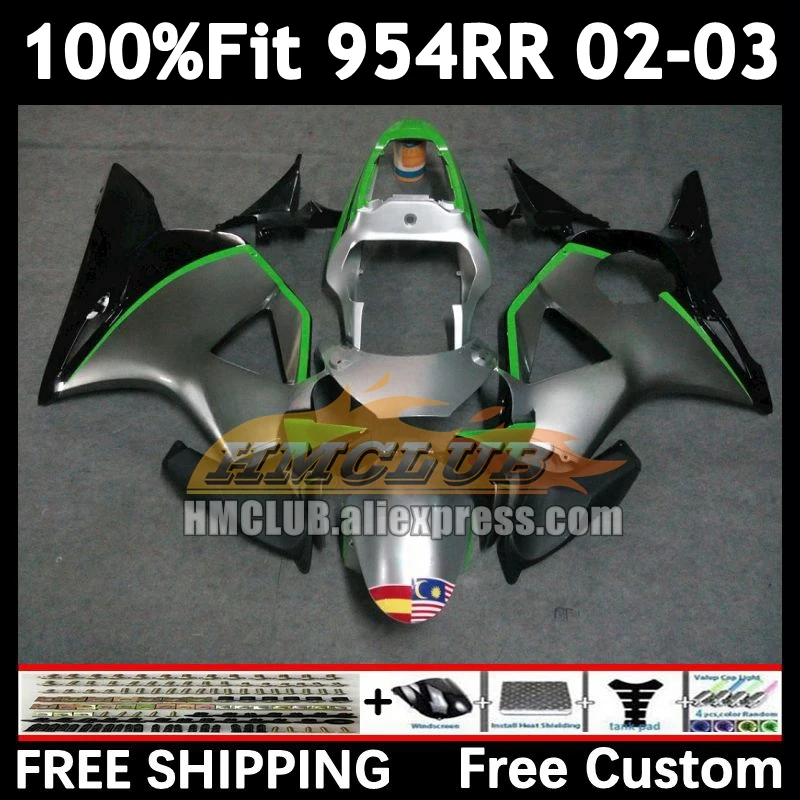 

Injection Fairing For HONDA CBR900RR CBR 900 954 CBR900 CBR954 RR green silver 92No.10 CBR 954RR 02 03 CBR954RR 2002 2003 Bodys