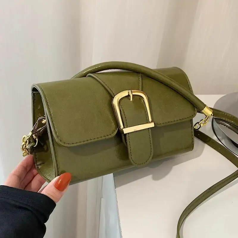 High Quality Green PU Leather Crosssbody Bags Women Fashion Flap Underarm Bags Female Chic Shoulder Bags Handbags