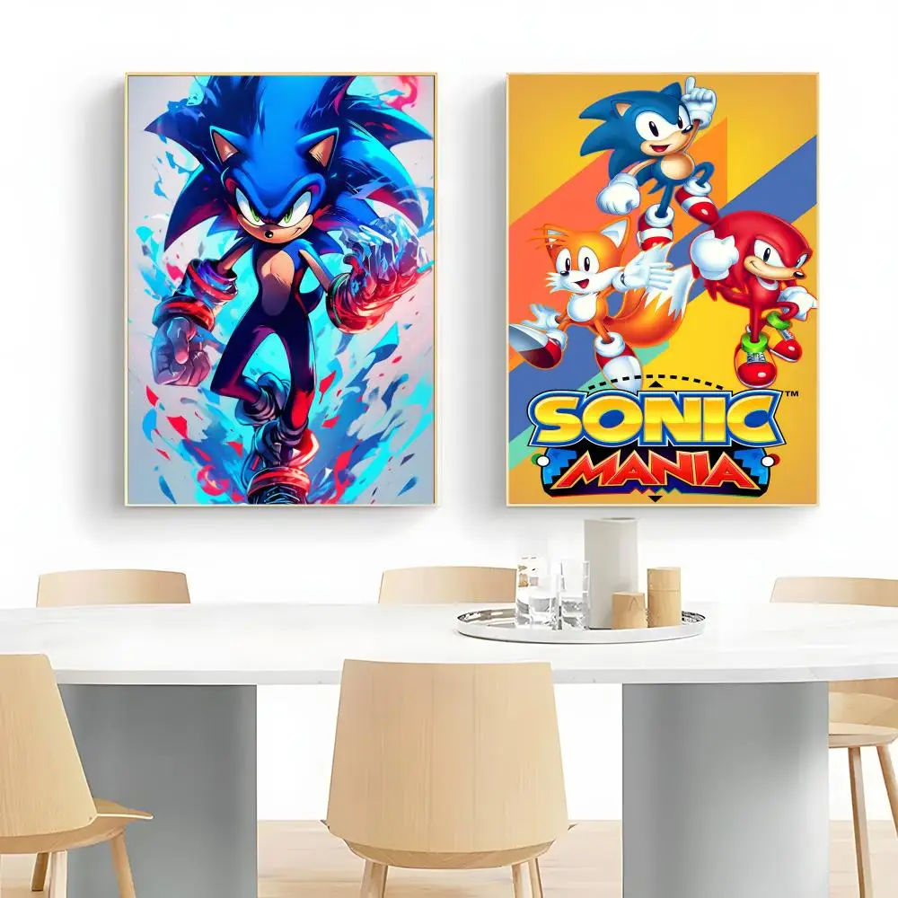 S-Sonic The Hedgehog Self-adhesive Art Poster Wall Art Print Poster Decorative Mural Home Decor Gift Unframed