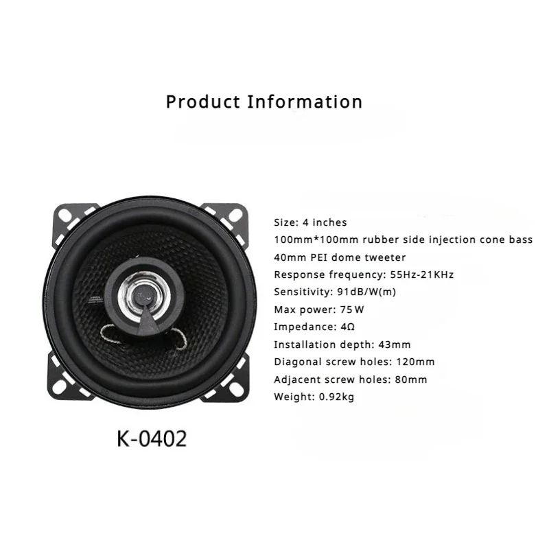1 Pair 4/5/6.5/6*9 Inch HiFi Car Audio Coaxial Speaker Vehicle Door Audio Music Stereo Full Range Frequency Automobile Speakers