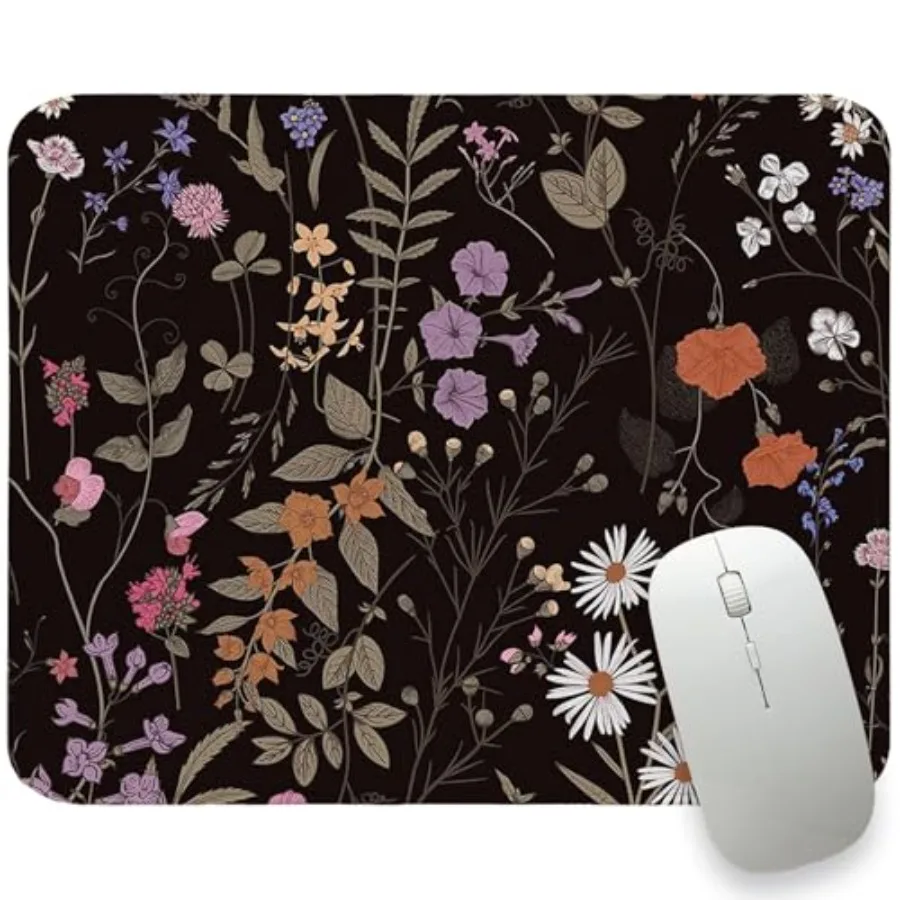 

Mouse Pads Small Mousepad for Desk, Cottagecore Decor Mouse Pad for Laptop Computers Aesthetic Black Flroal Desk Accessories fo