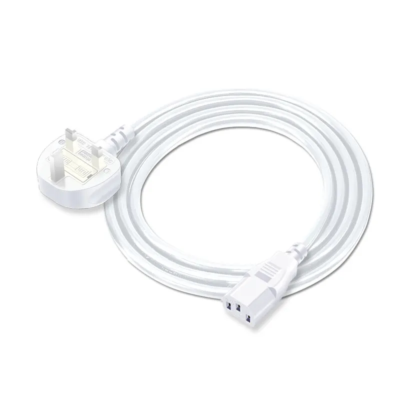 UK Power Supply Cord IEC320 C13 1.5m White Type G Plug British AC Power Cable for Computer Host Medical Server Desktop Printer