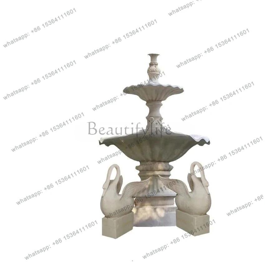 yj58 Sandstone Water Fountain Large Water Landscape Sculpture Ornament Conch Water Pool Landscaping Wishing Pool