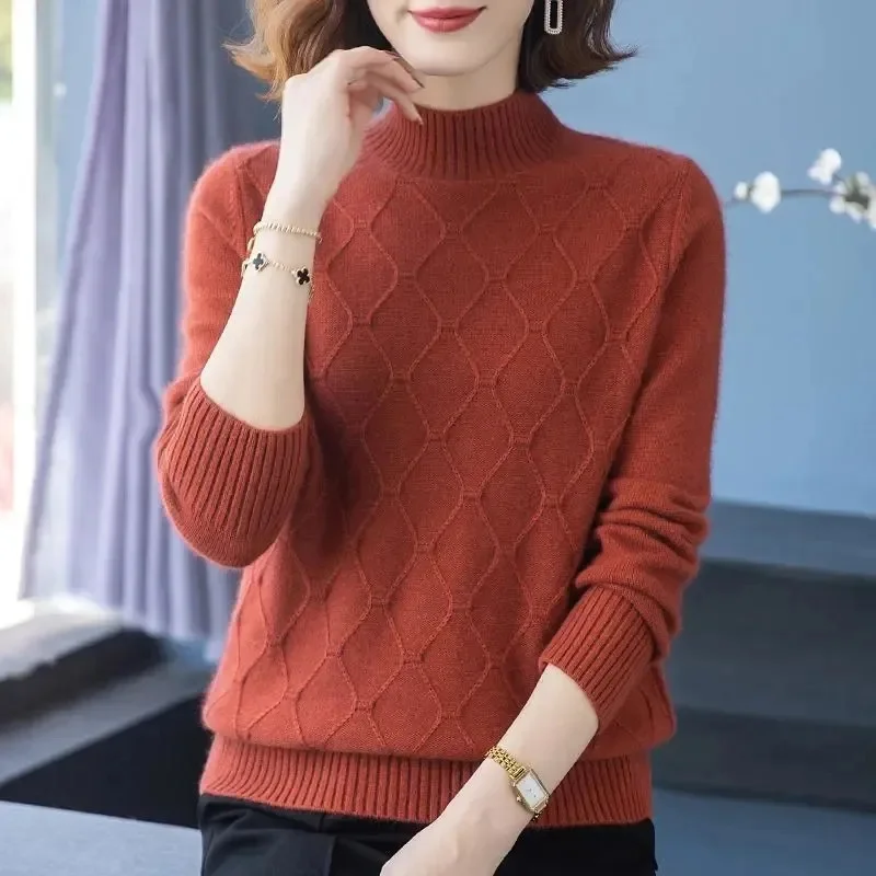 Basic Loose soft solid color turtleneck knitted Sweater Pullover Women Casual Long Sleeve chic bottom Sweater Female Jumpers top