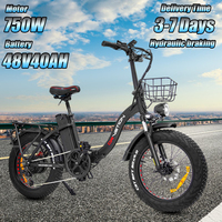 DRVETION CT20 Folding 750W Motor 48V40Ah Lithium Battery Hydraulic Brake Electric Bike 20*4.0-inch Fat Tire Mountain Snow E-Bike