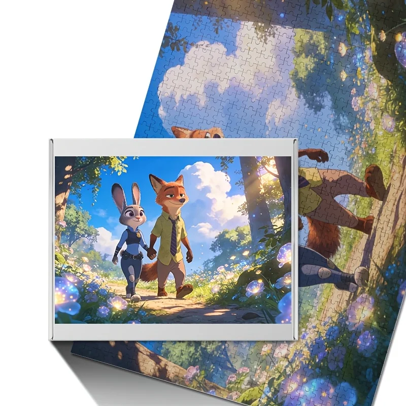 1000 elementów Puzzle Disney Zootopia Judy & Nick Wilde - Trudne, kultowe łamigłówki dla dorosłych, kolekcjonerski film dla fanów, / Odpowiednie