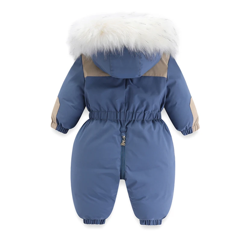 Winter Children Ski Suit Thicken Waterproof Baby Jumpsuit Warm Baby Girl Clothes Plus Velvet Infant Romper Boys Coat 1-5 Years