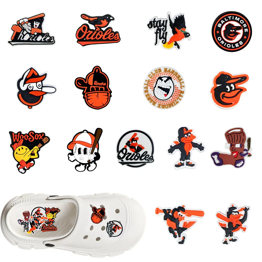 

1-15pcs New MINISO Baseball Cartoon Series PVC shoe Charms Accessories DIY Fit Clogs PVC Shoe Decorations Buckle Kids Gifts