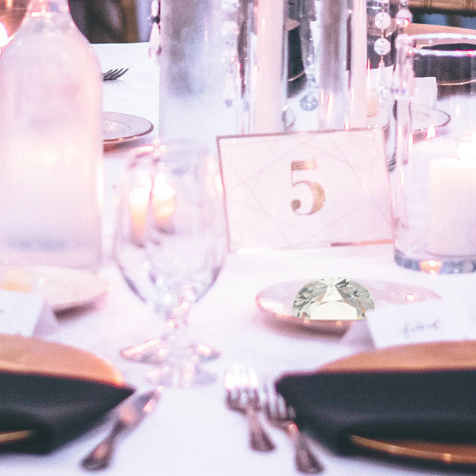 

2Pcs Pink Faux Diamond Ornaments Artificial Crystal Decoration Wedding Bridal Shower Home Party Romantic Decor