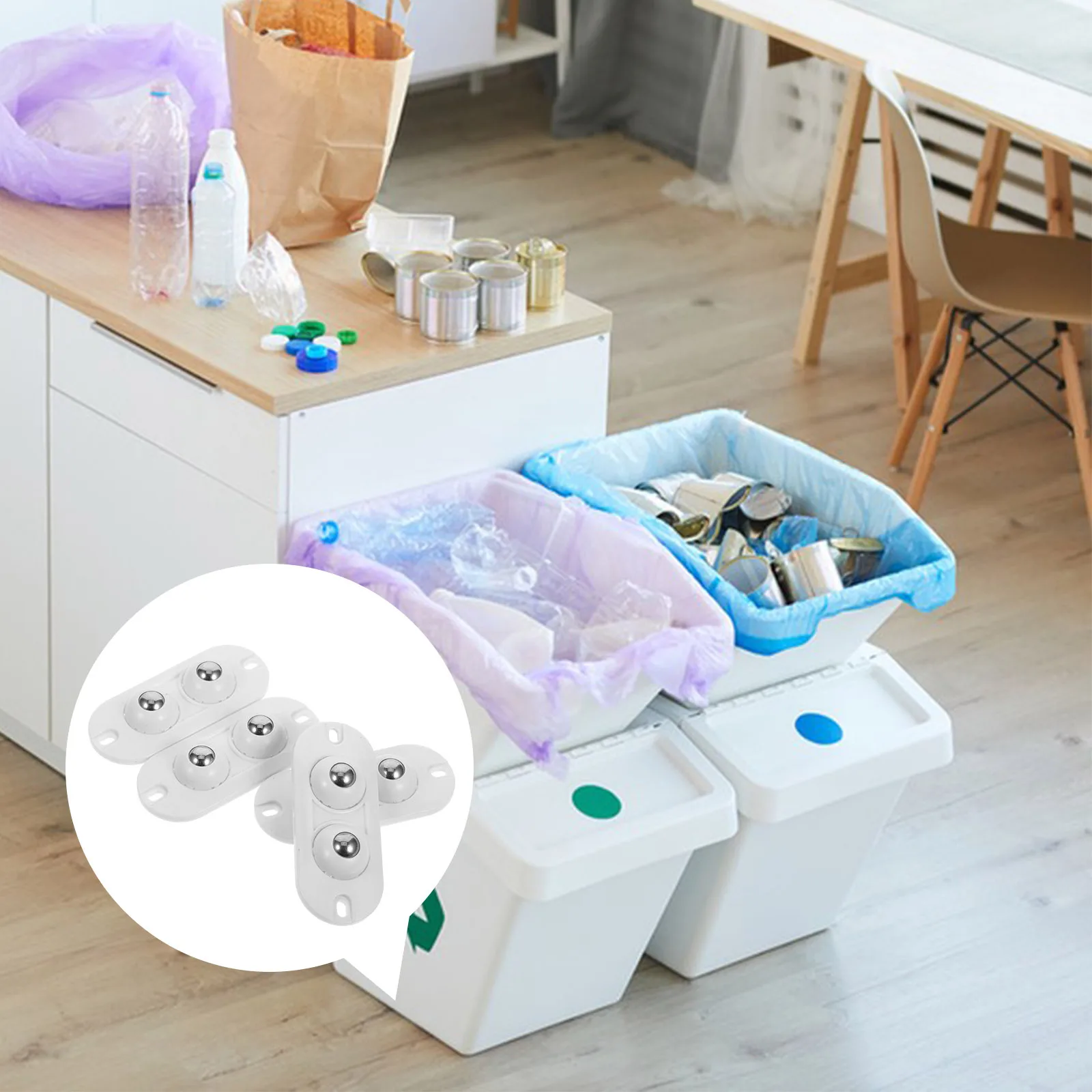 

8pcs Double Ball Bearings Casters White Black Mini Swivel Wheels Self Adhesive Heavy Duty Furniture Appliance Smooth Quiet