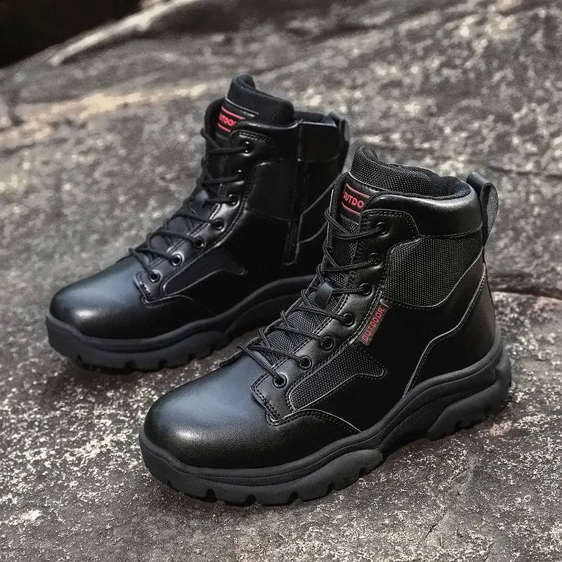 

Professional Black Men's Hiking Boots Trekking Shoes Outdoor Waterproof Combat Boots Men High Top Non-slip Climbing Sneakers Men