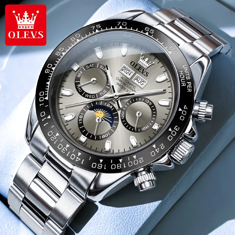 

OLEVS 6654 Luxury Men's Watches Date Chronograph Automatic Mechanical Wristwatch Men Waterproof Luminous Top Brand Watch for Man