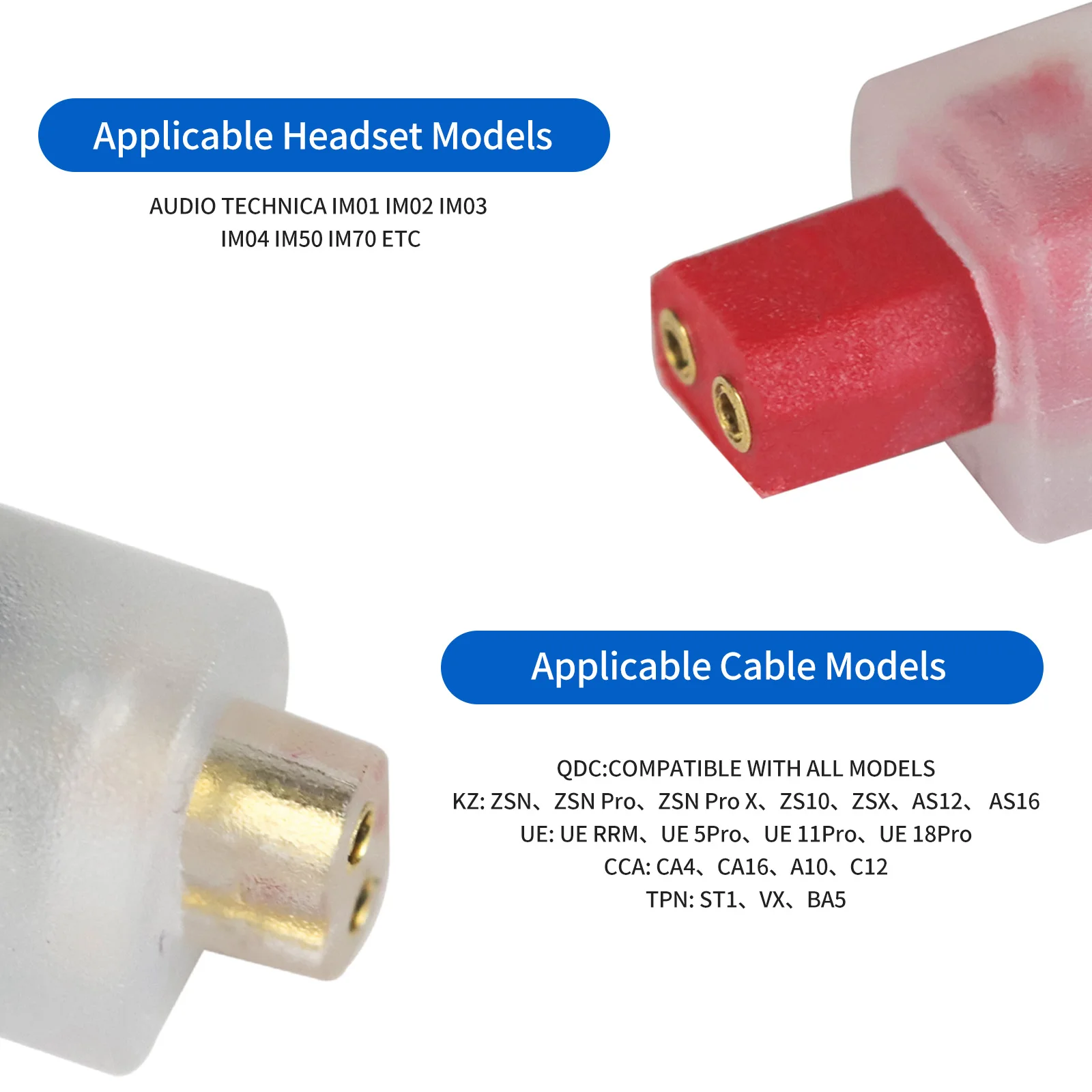 OKCSC سماعات محول QDC 2 دبوس أنثى إلى تكنيكا الصوت ذكر سماعات موصل ل AUDIO TECHNICA IM02 IM03 IM04 IM50 IM70