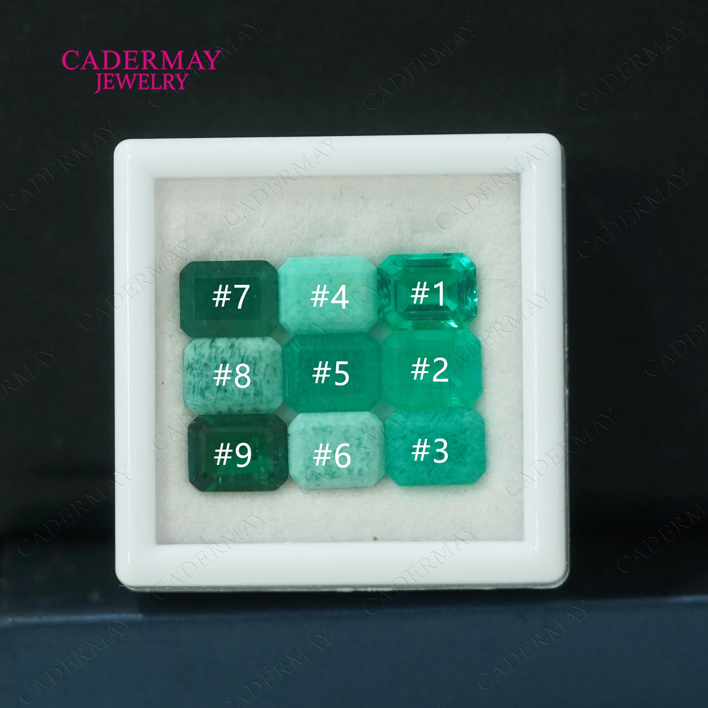 9 ألوان كولومبيا/زامبيا/موزو الأخضر الزمرد الحراري المائي كريم شفاف مختبر نمت الزمرد أحجار كريمة مفكوكة لصنع المجوهرات #1