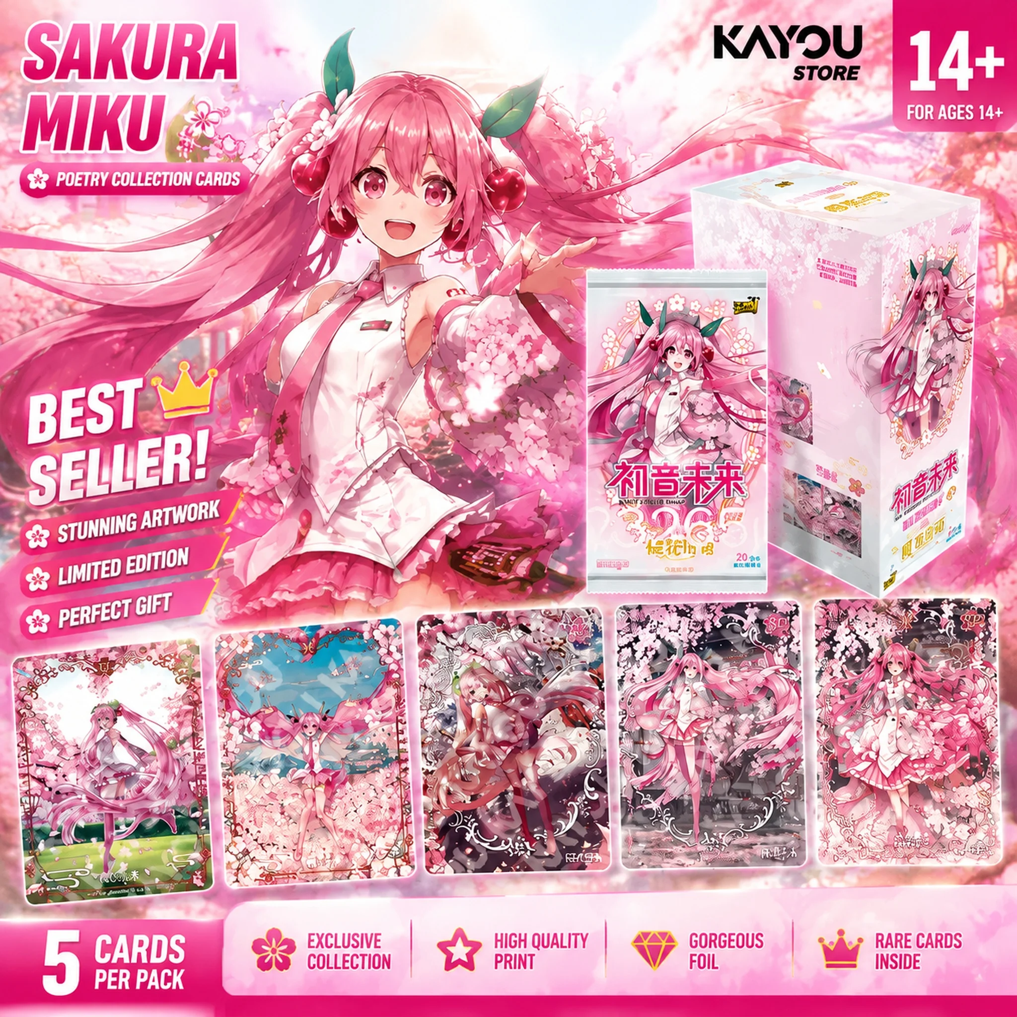 hot-kayou-hatsune-miku-cherry-blossom-first-sight-pack-5eme-Edition-se-rare-carte-a-collectionner-vocaloid-anime-authentique-hobby
