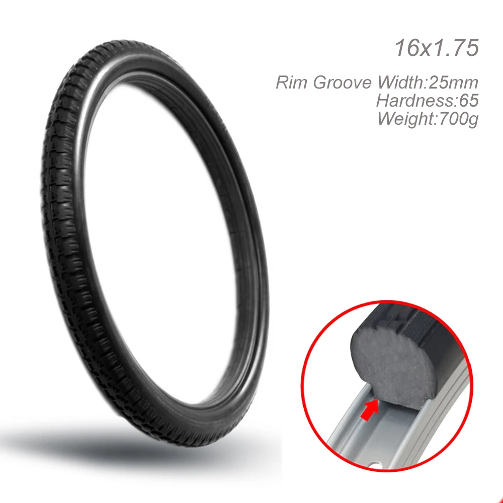 Ebike Tires 16*1.75 Electric Bike Tires E-Bike 16inch Bicycle Tires Wear-resistant Solid Tires 16 Inch Rubber Solid Tyre