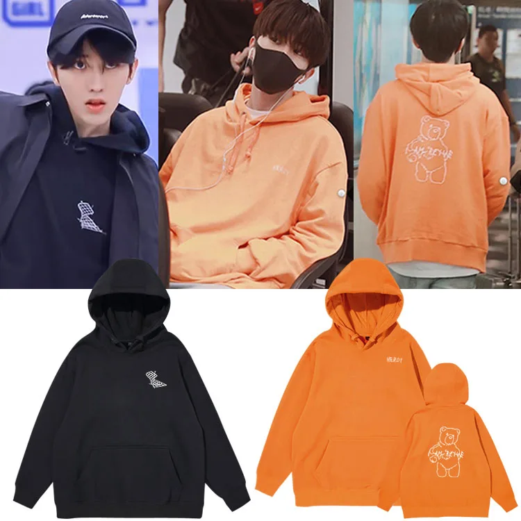 

Худи Cai XuKun: уличный стиль, длинный рукав, хлопковая толстовка свободного кроя с принтом, повседневная одежда для студентов и пар