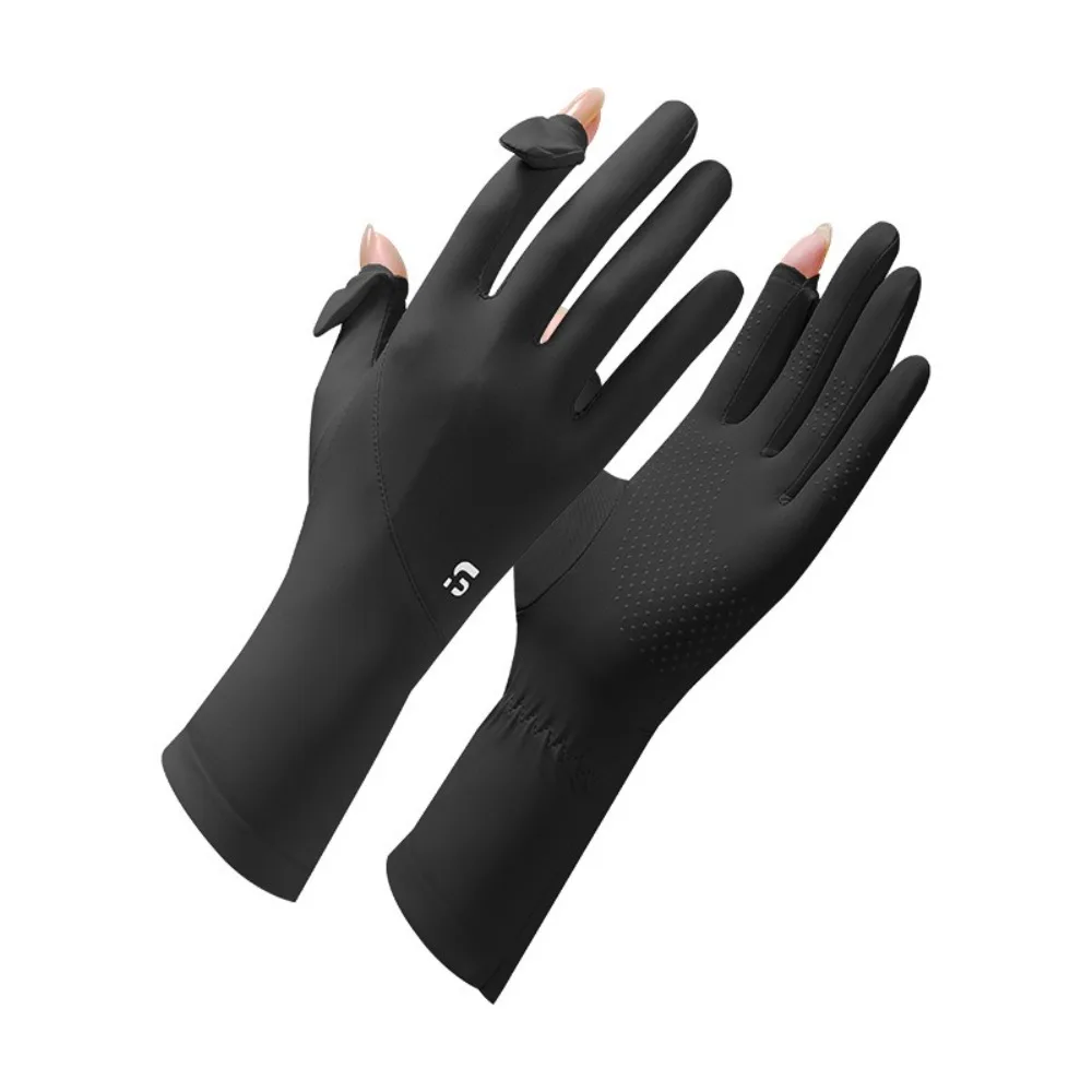 جديد شاشة تعمل باللمس قفازات الحرير الجليد الوجه فنجر المضادة للأشعة فوق البنفسجية ركوب القيادة قفازات تطول تنفس القيادة القفازات للجنسين